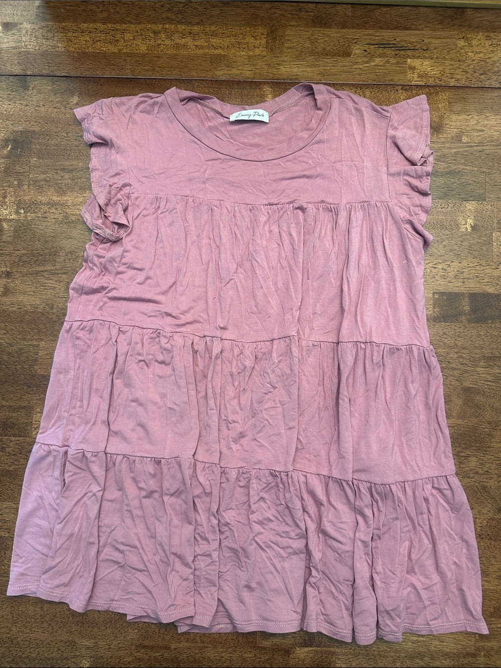 Tiered Pink Tunic Top with Ruffle Cap Sleeve - Picture 1 of 1